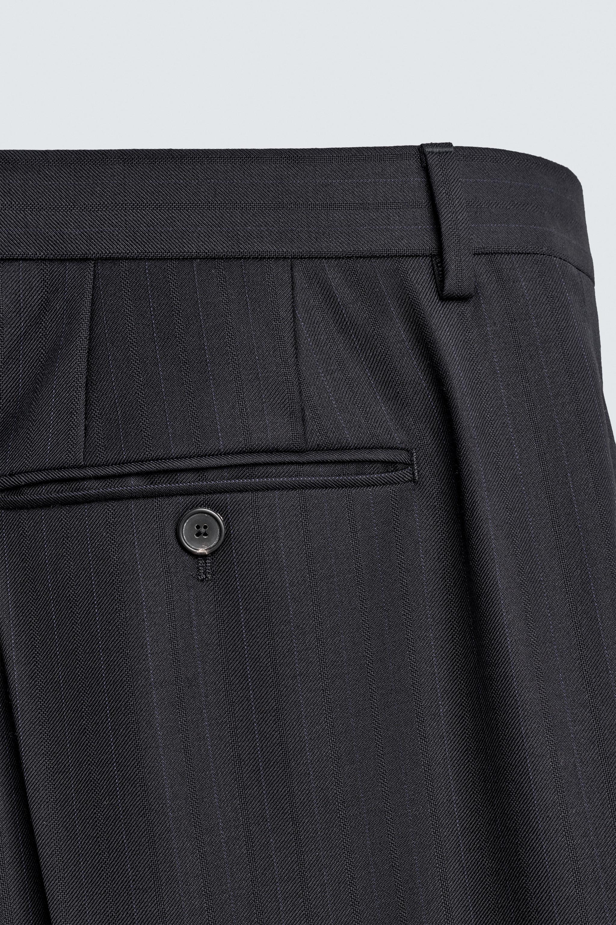 100% WOOL PINSTRIPE SUIT PANTS